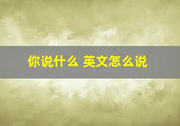 你说什么 英文怎么说